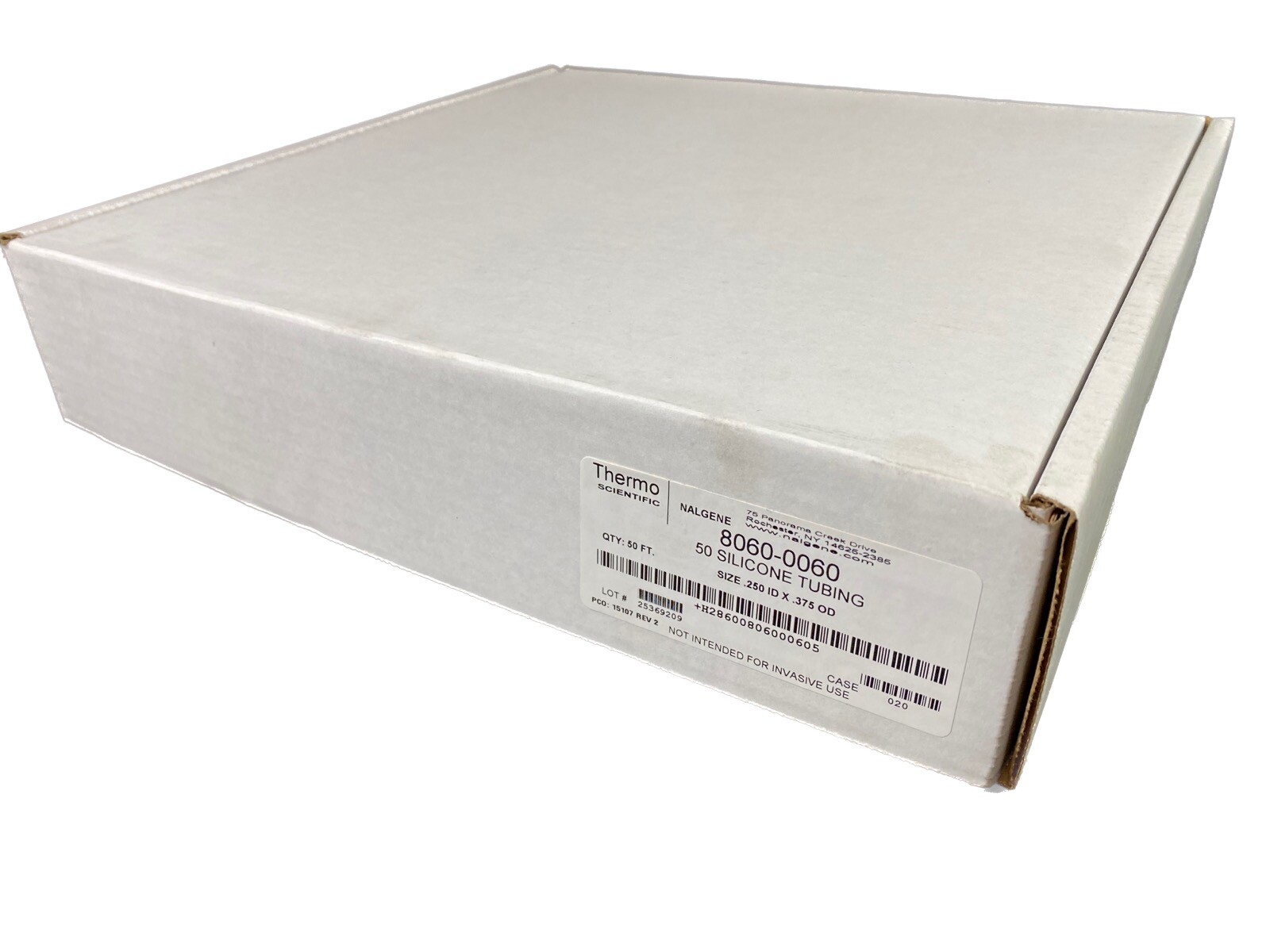 THERMO SCIENTIFIC 1/4”ID 3/8”OD 1/16”Wall Silicone Tubing 8060-0060 (50’/cs)