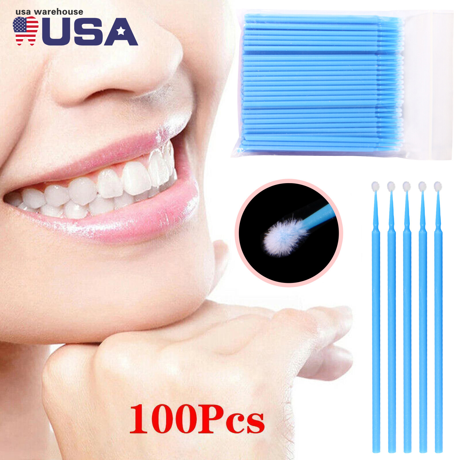 Dental Micro Applicator Brush Disposable Makeup Eyelash Brushes Blue 2.5mm