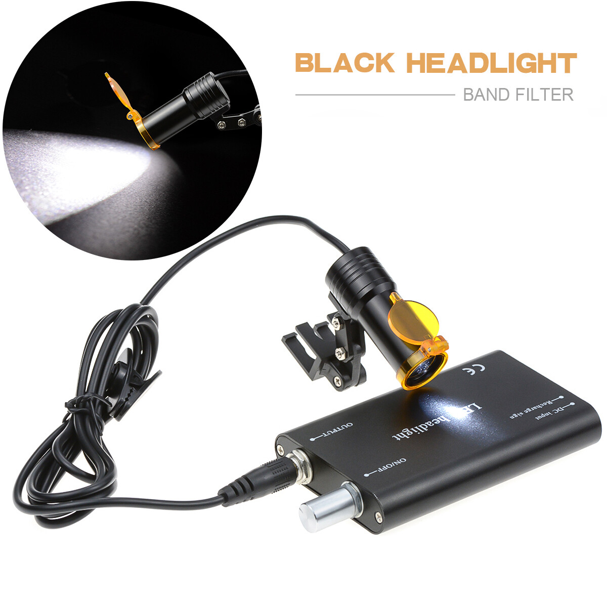 5W Dental Normal Clip LED Headlight High Power Lamp+Light Shield DY-007 Black US