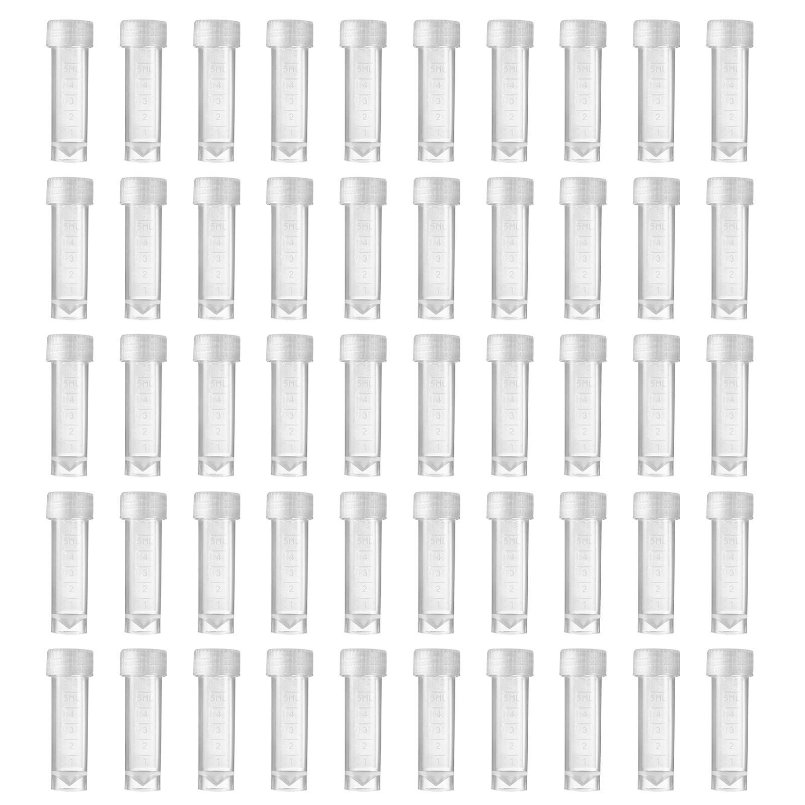 50 PCS Plastic Sample Bottle Vial 5ml Storage Container Laboratory Lab Tube