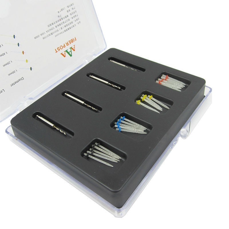 AAA Dental Endo Fiber Post Resin High-intensity Screw Thread Glass + 4 Drills