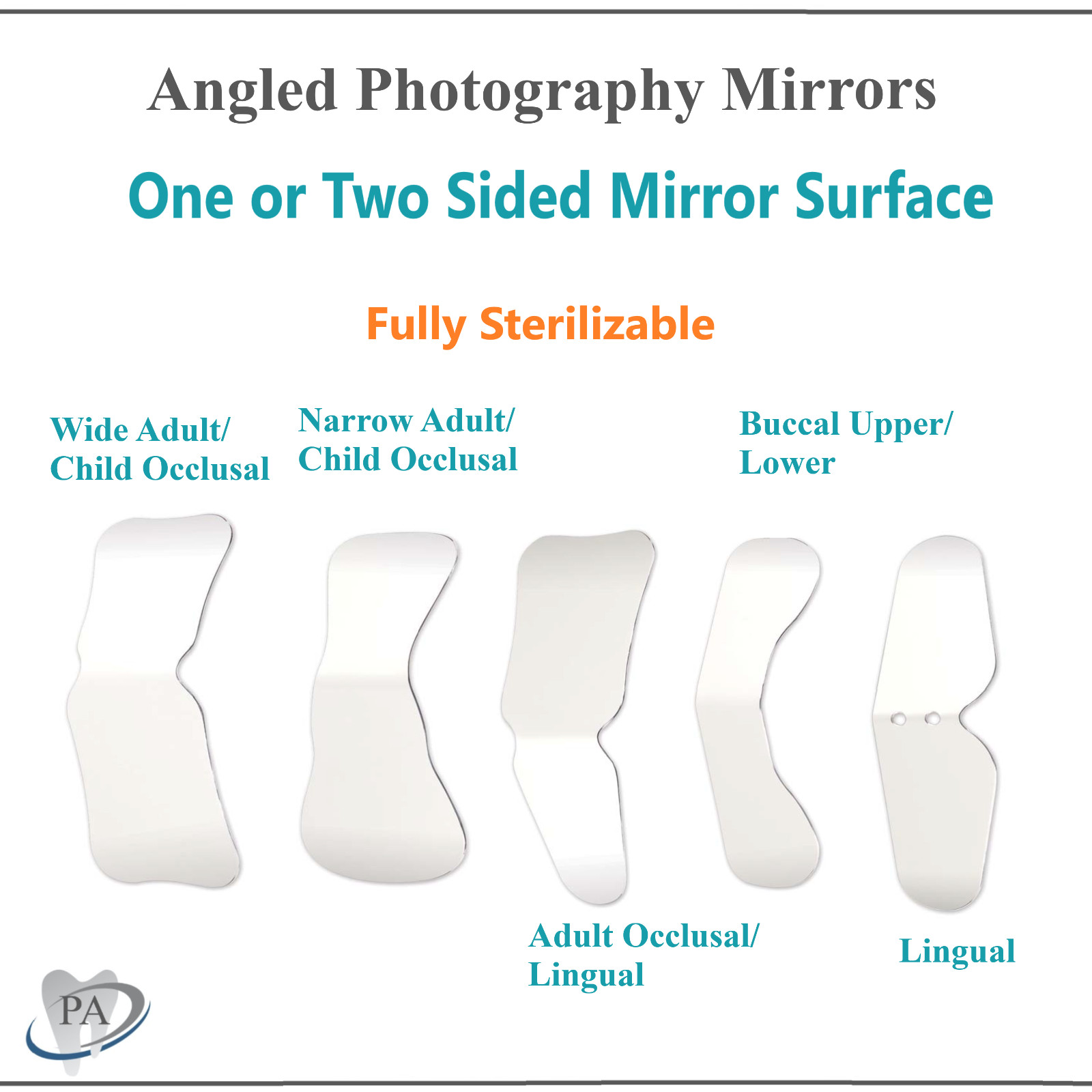 Dental Ortho Angled Photography Mirrors Buccal, Occlusal, Lingual Adult/Chid