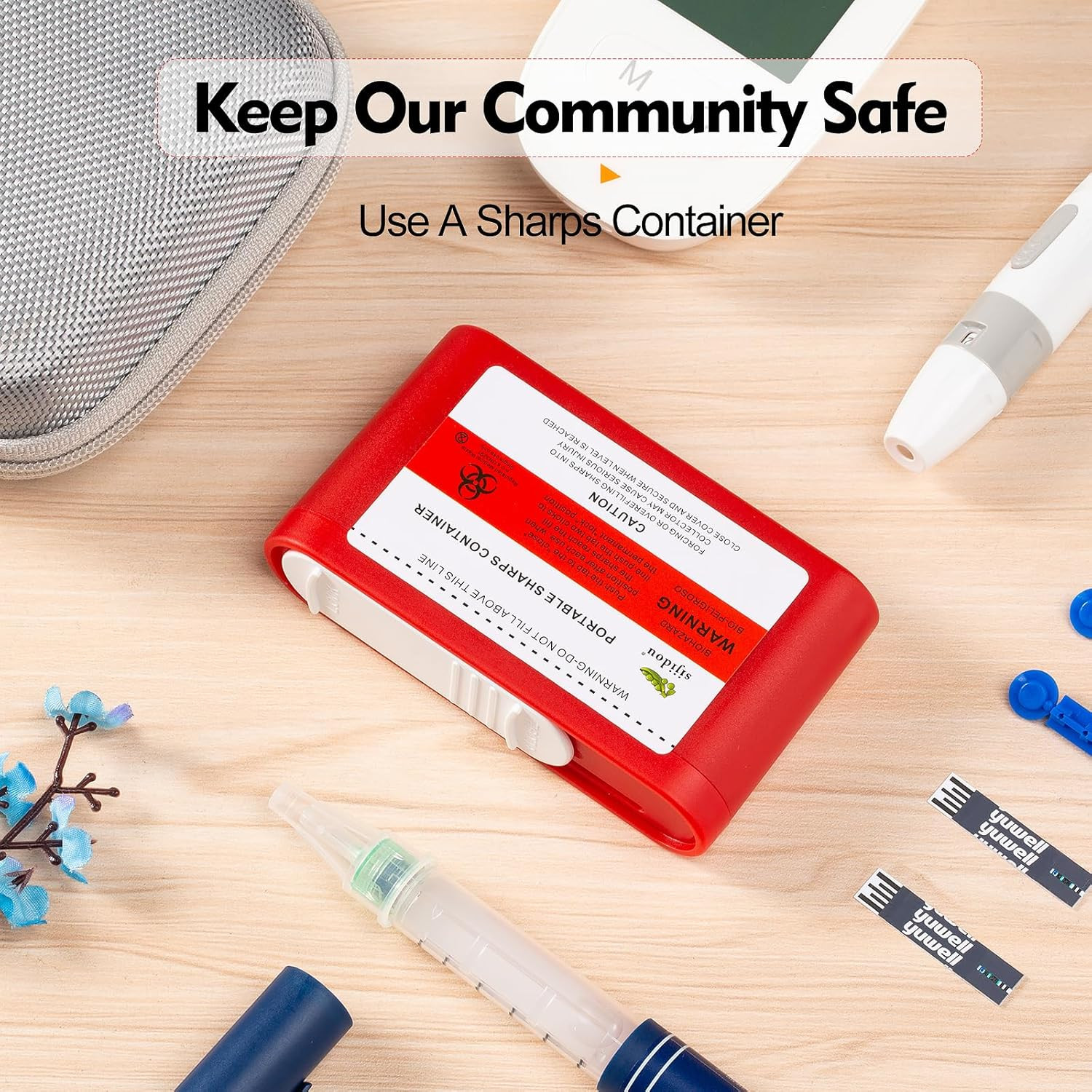 3 Pack Portable Sharps Container for Travel and Home Use,Pocket Travel Sharps Di
