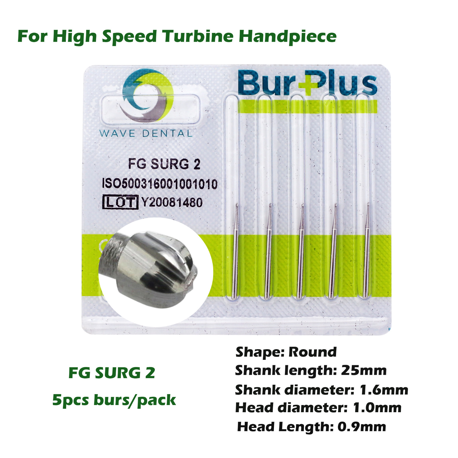 Wave Dental Surgical Burs Round FG SURG 2 4 6 8 High Speed Carbide Bur 19mm 25mm