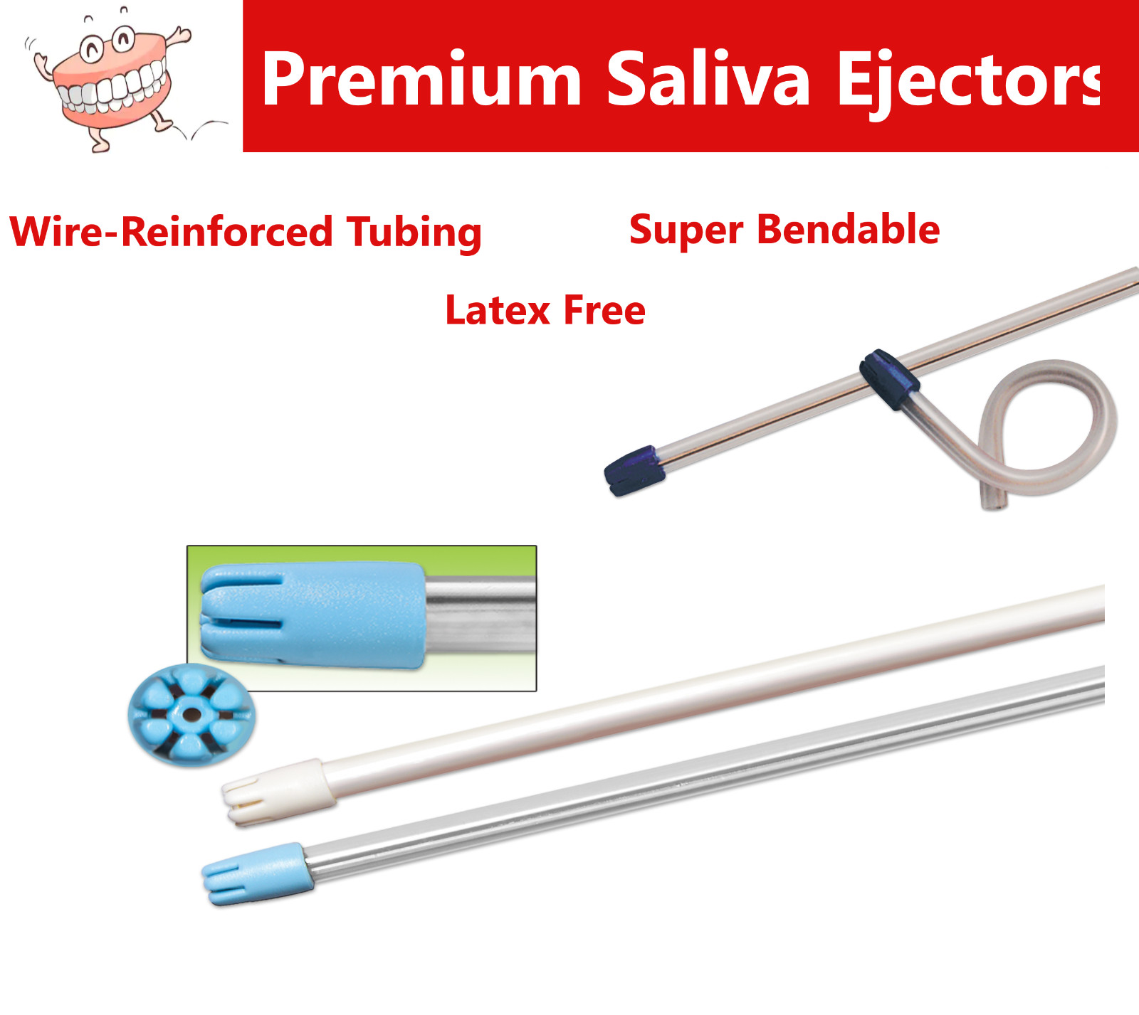 Saliva Ejectors Ejector White Body Dental Suction Tips Disposable 500 -2000 Tip