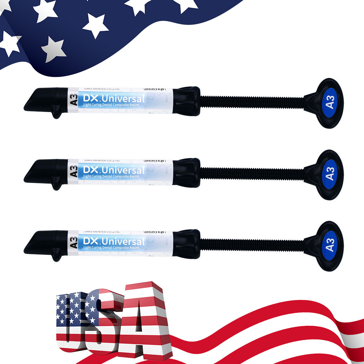 DENTEX Dental Universal Composite Light Cure Resin Anterior Posterior A3 Syringe