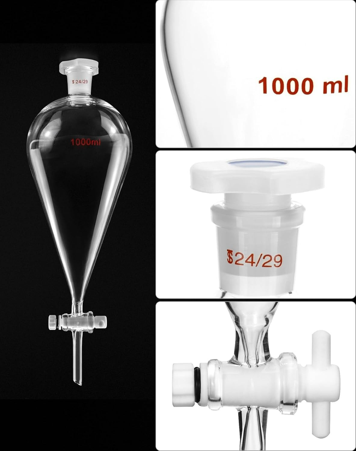 Complete Laboratory Titration Setup: 1000ml Funnel and Heavy Duty Support Rack