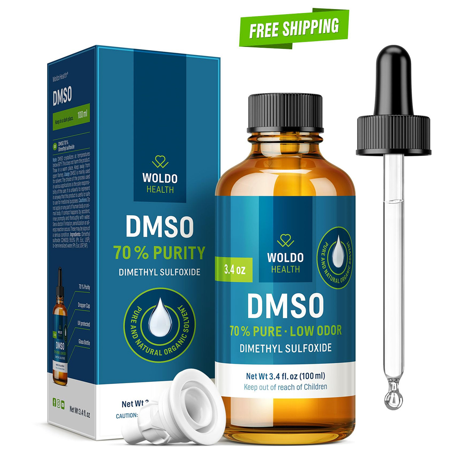 WoldoHealth DMSO 70% Liquid 100ml Pharmaceutical Grade Dimethyl Sulfoxide Droppe