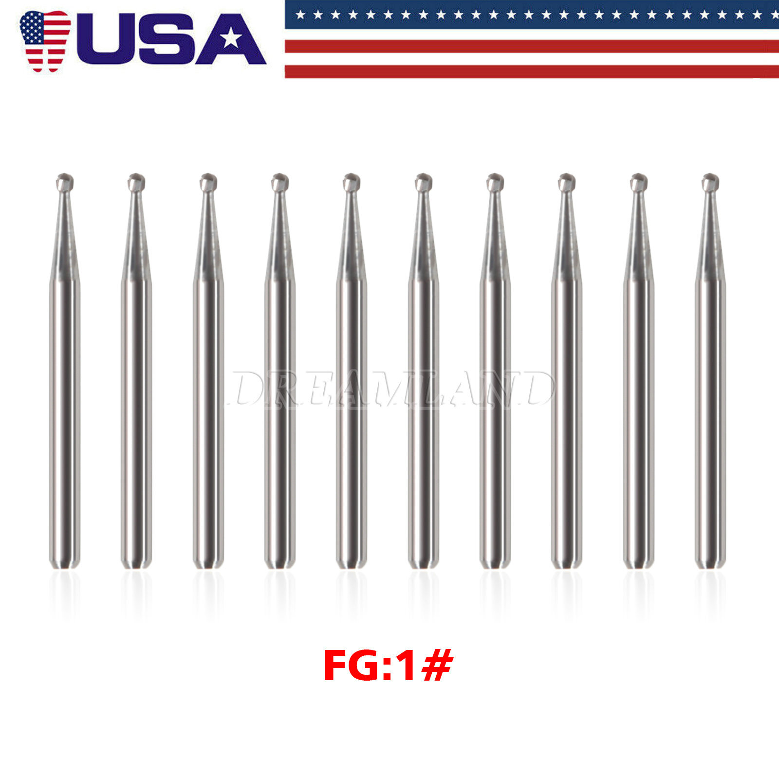 Dental Carbide Bur FG330 Round 1/4 2 4 6 8 557 Friction Grip High Speed Bur