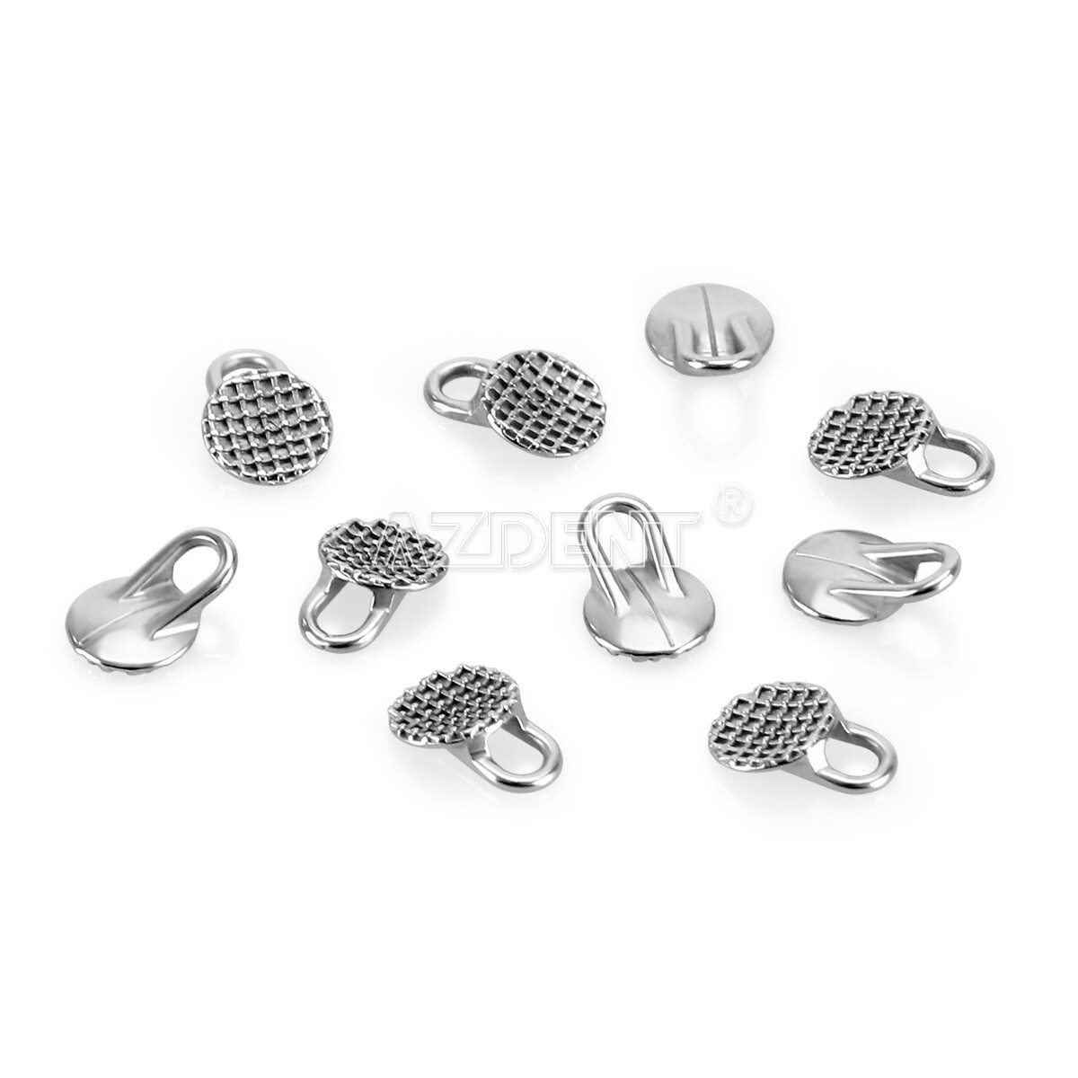 10pcs AZDENT Orthodontic Lingual Buttons Round Base Bondable MIM Traction Hooks