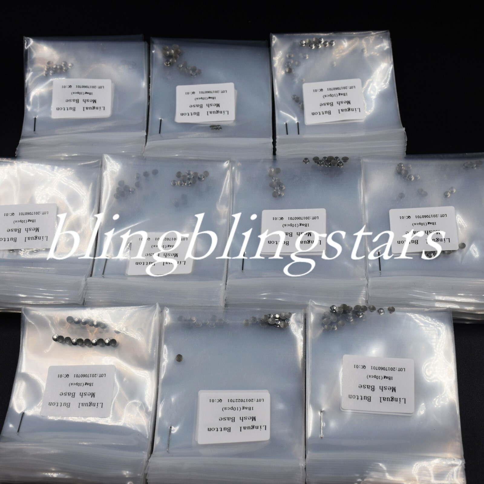 100 Pcs 10 Packs Dental Orthodontic Lingual Button Round Mesh Base