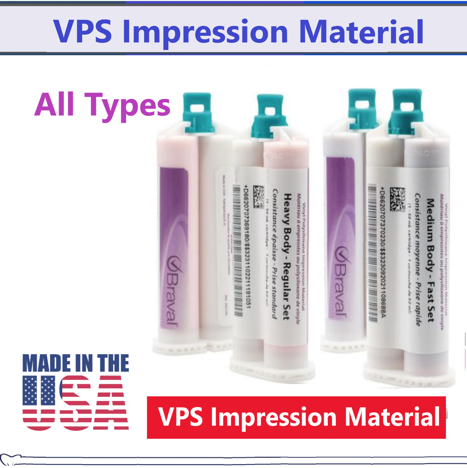 Dental Impression Material, VPS Heavy & Light Body, Fast & Regular (Choose Qtys)