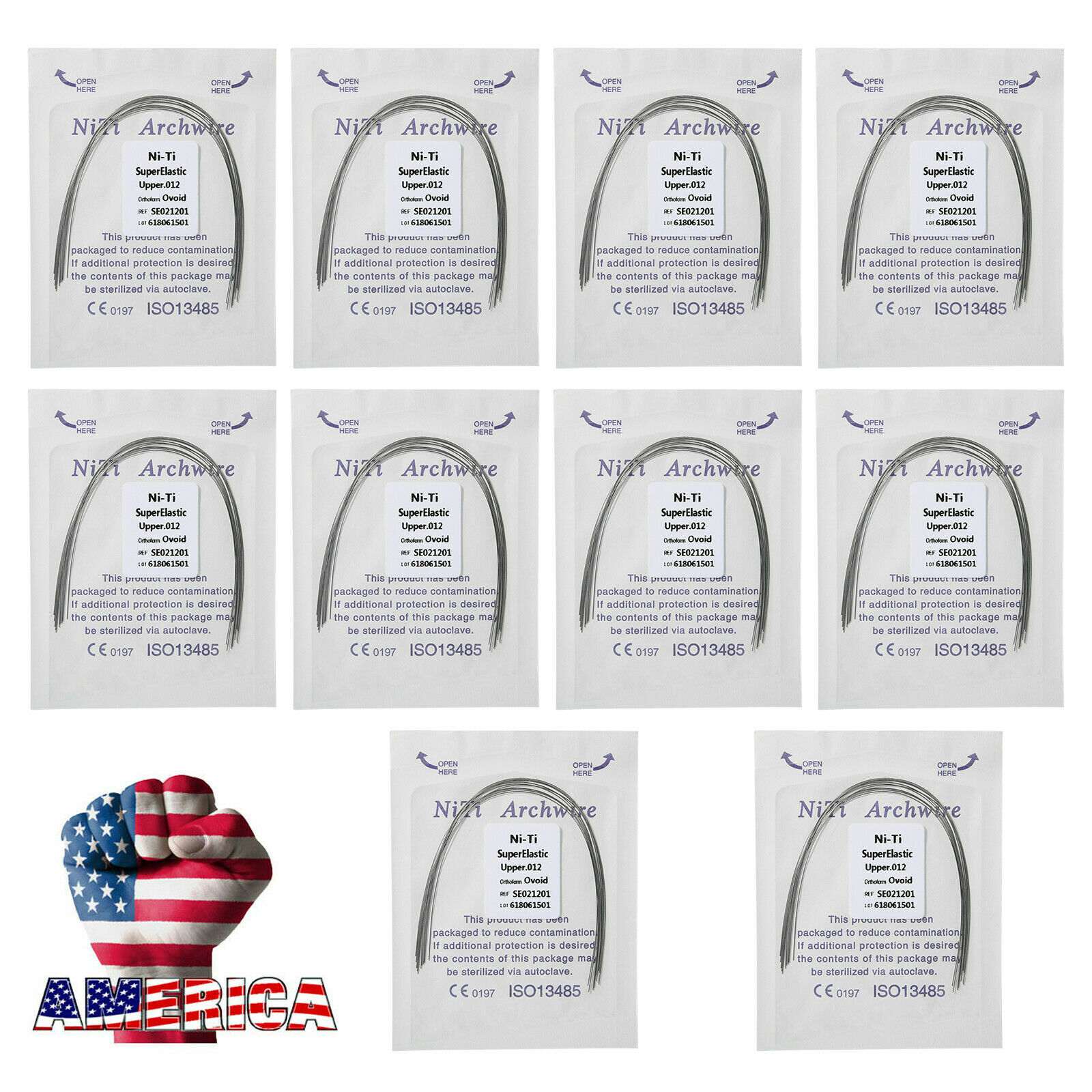 10 packs Arcos de Dental Ortodoncia Redondos Niti Arco de Alambre Su Arch Wire
