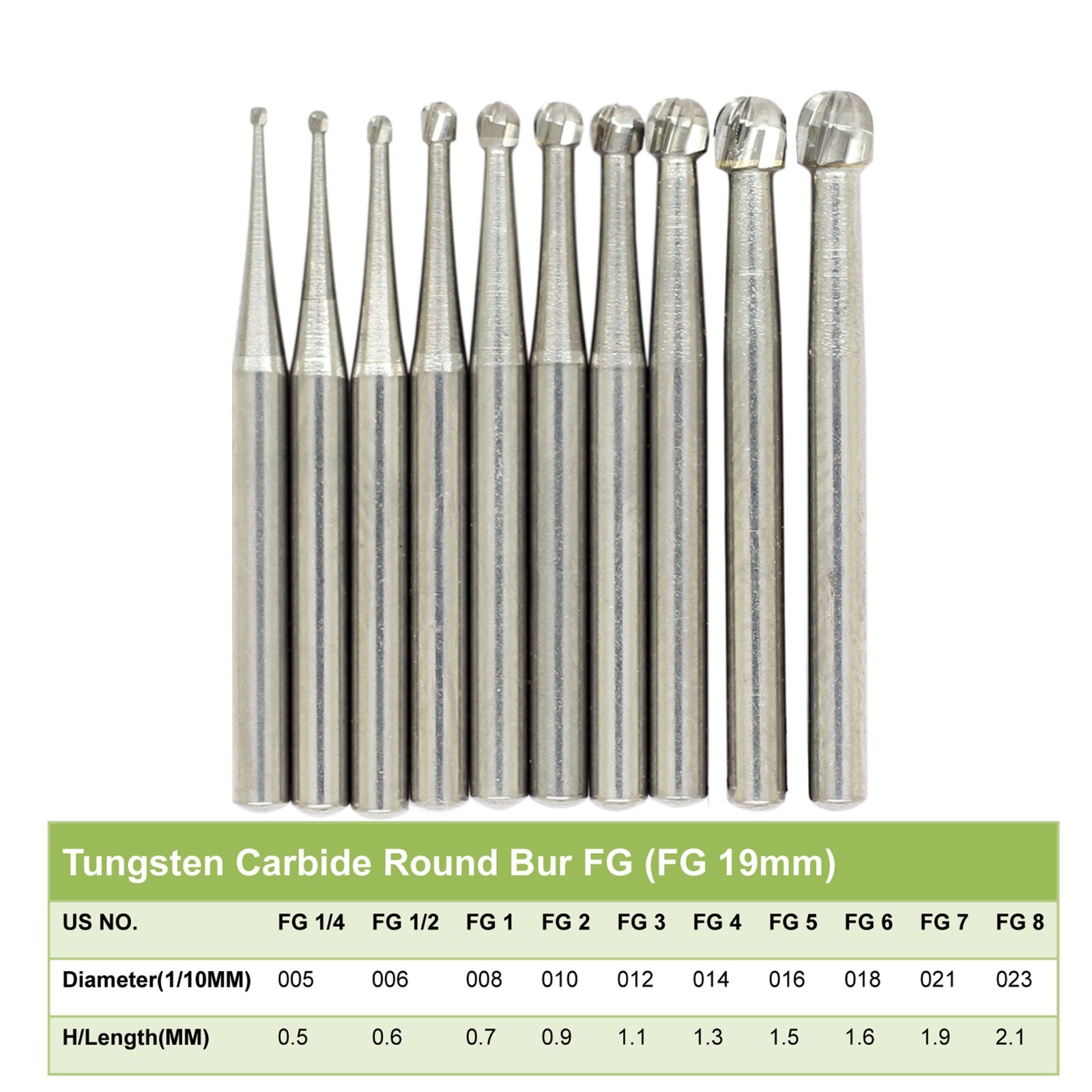 Wave Dental Burs Round Tungsten Carbide High Speed FG 1/2 1/4 1 2 3 4 5 6 7 8