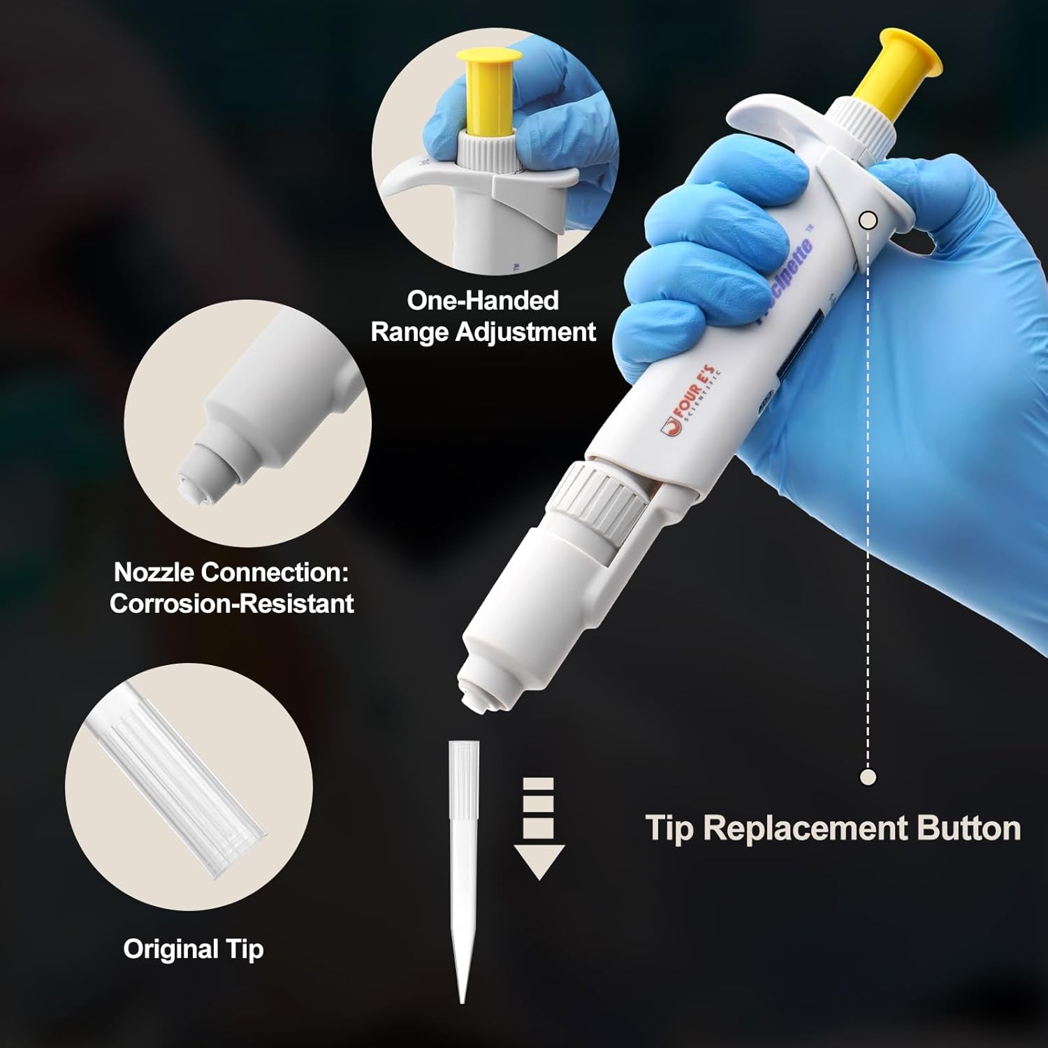 1-5ml Micropipette Adjustable Manual Lab Pipette Single Channel Pipettor New