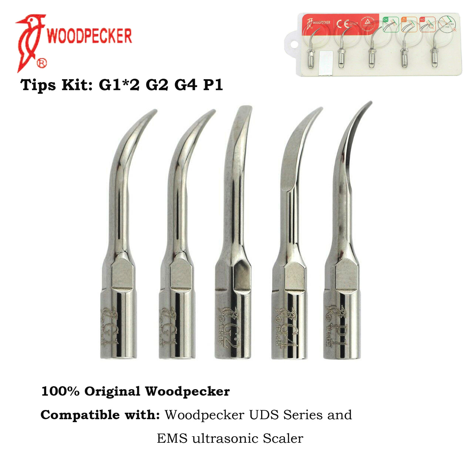 Woodpecker Dental Ultrasonic Scaler Tip Kit Scaling Endo Perio EMS DTE SATELEC