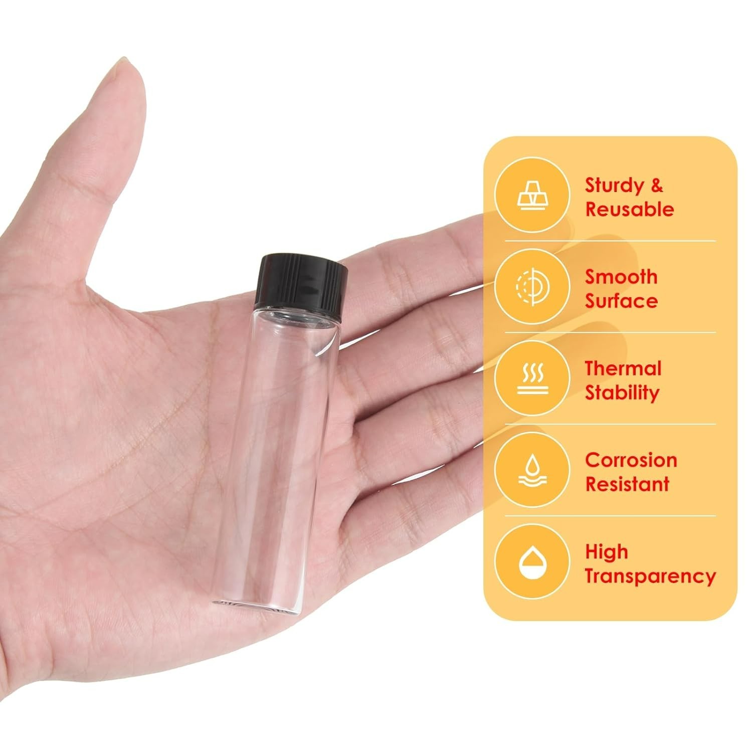 Compact 20ml Glass Sample Vials – 25 PCS with Screw Caps & Stoppers for Travel