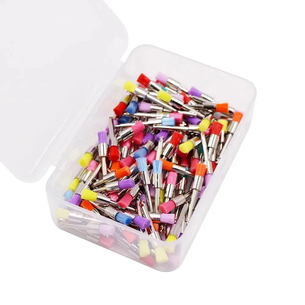 100Pcs Dental Polishing Polisher Prophy Brush Bowl Flat Type Colorful Nylon