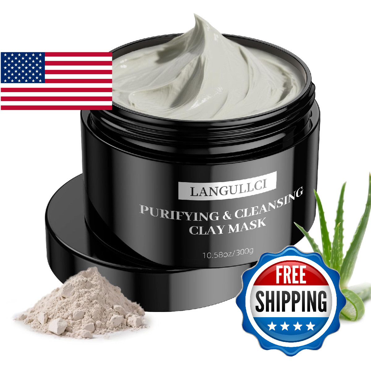 Clay Mask & Mud Face Mask – Purifying Kaolin Clay Mask, Blackhead Remover & Oil