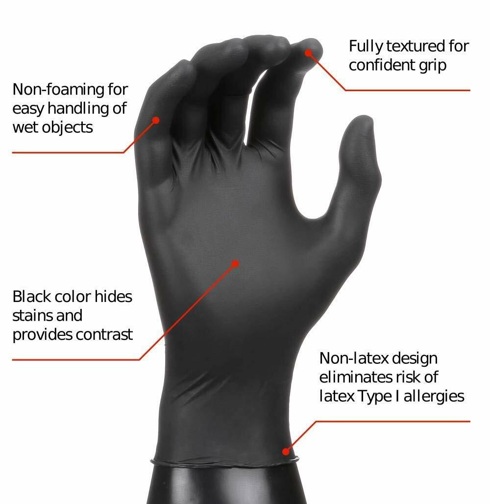 *300-Gloves* Microflex MidKnight Powder-Free Nitrile Medical X-Small MK-296-XS