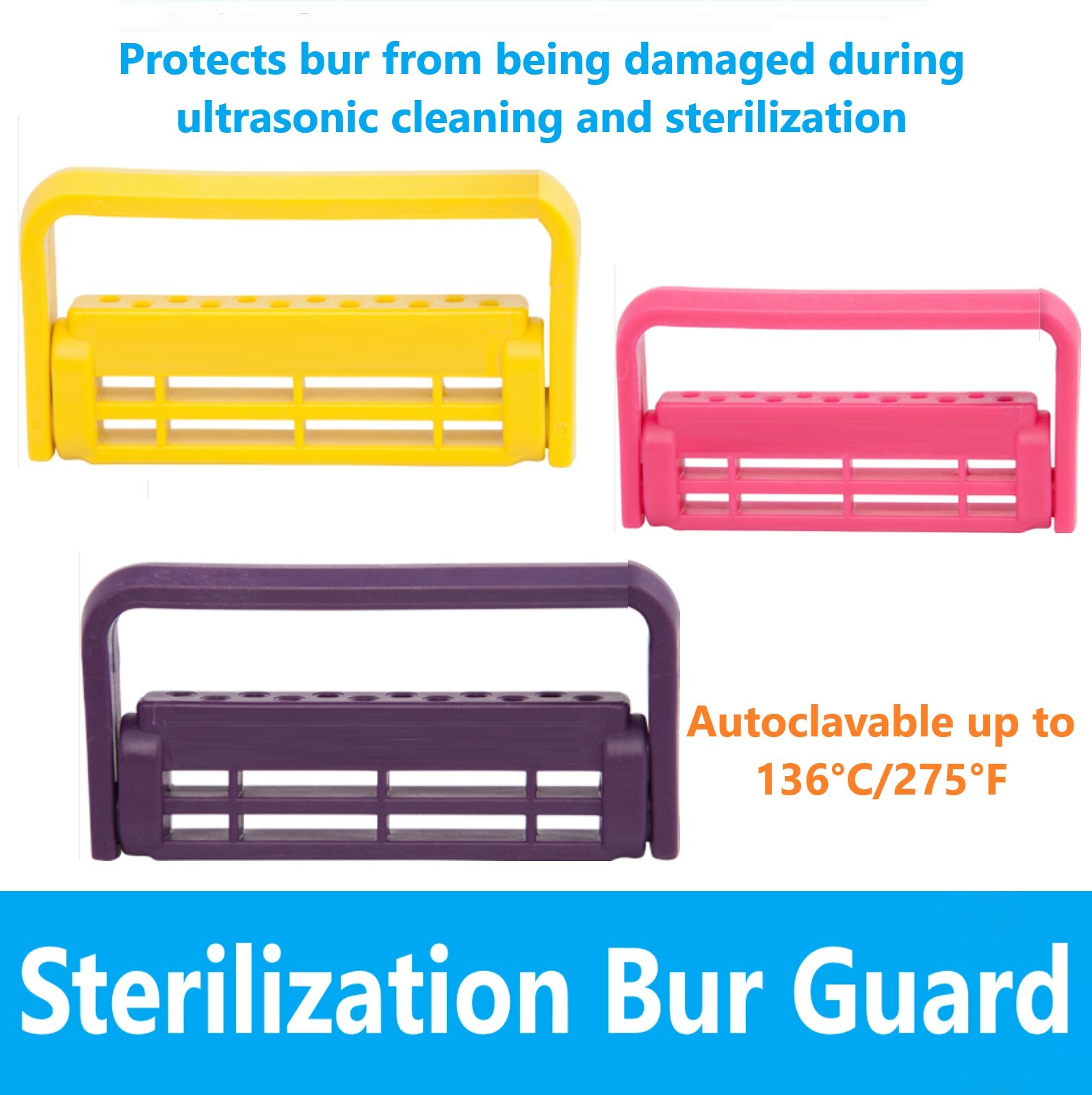 Dental Bur Block RECTANGULAR Lab Bur Guard Holder Station Holds For FG & RA Burs