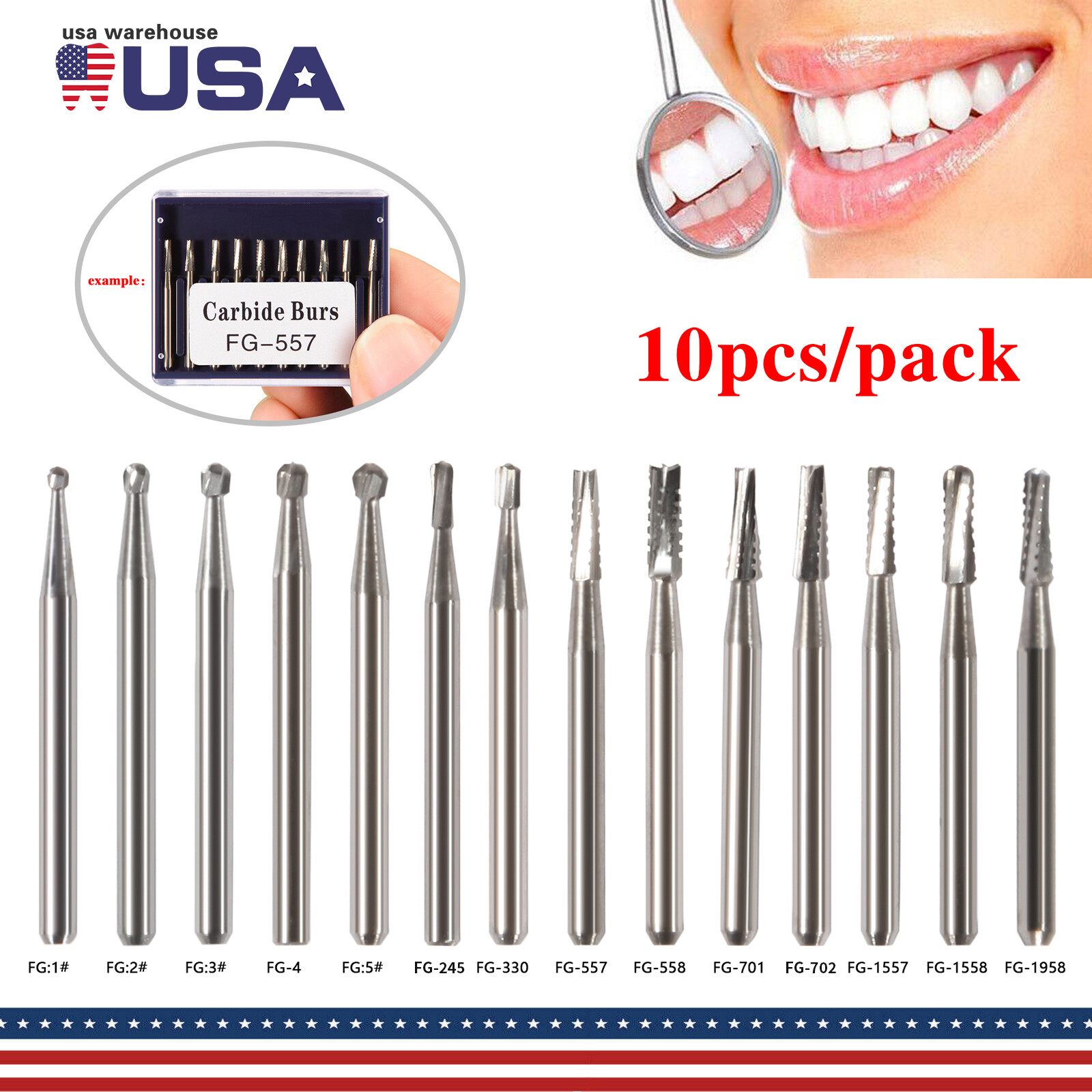 Lots of Dental Round Tungsten Carbide FG Bur For High Speed Handpiece