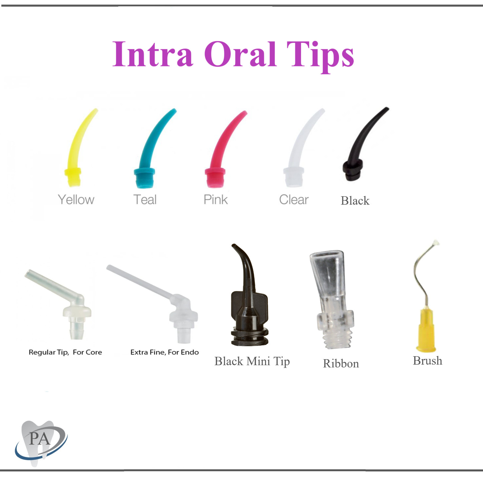 Dental Impression Intraoral Tips, XXF Fine Tips, Infusor Bent Tip, Yellow, Pink
