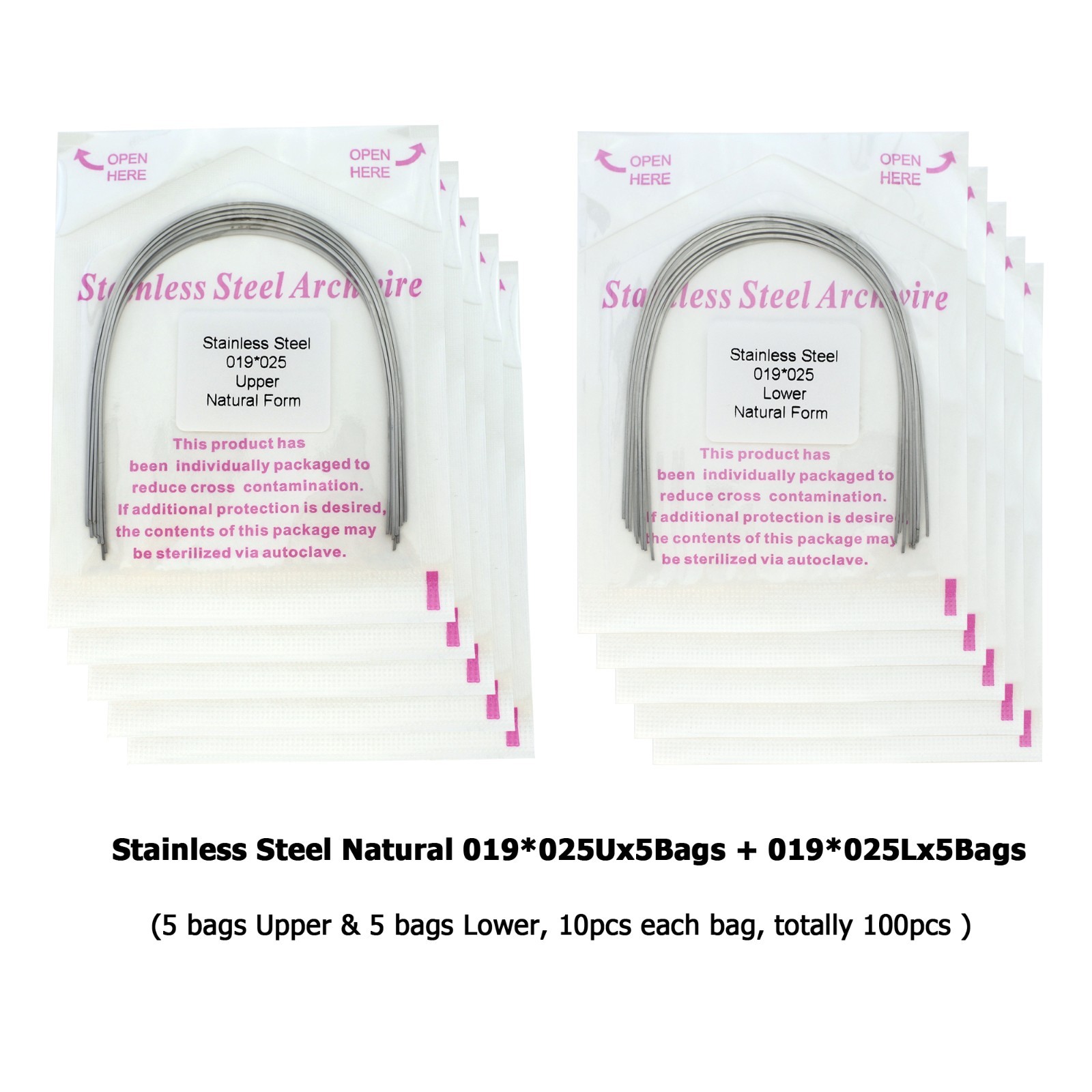 Dental Orthodontic Arch Wire Stainless Steel Natural Form Round Rectangular U L