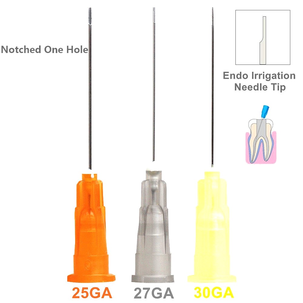100Pcs Dental Endo Irrigation Tips Root Canal Flushing Syringe Tip 25G/27G/30G