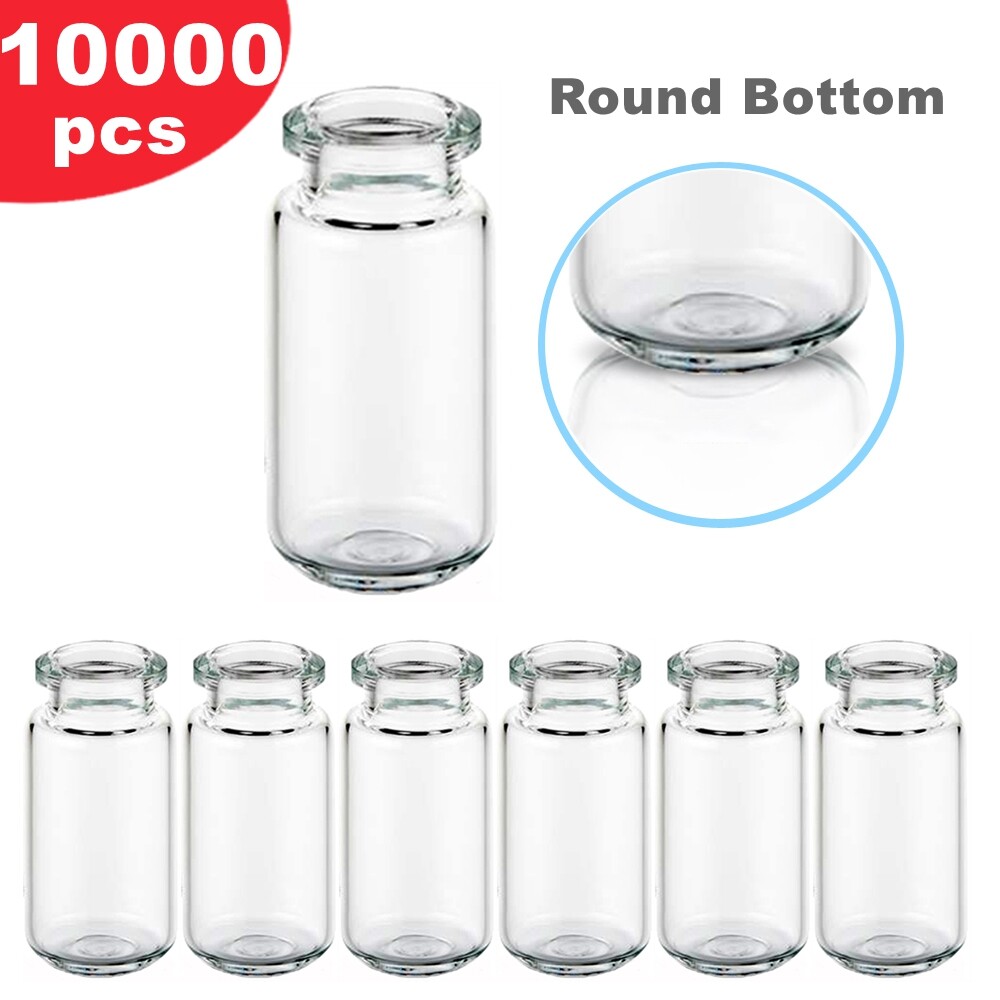 10000PCS 10mL HPLC Headspace Vials Round Bottom Lab CLear Glass 20mm Crimp Top