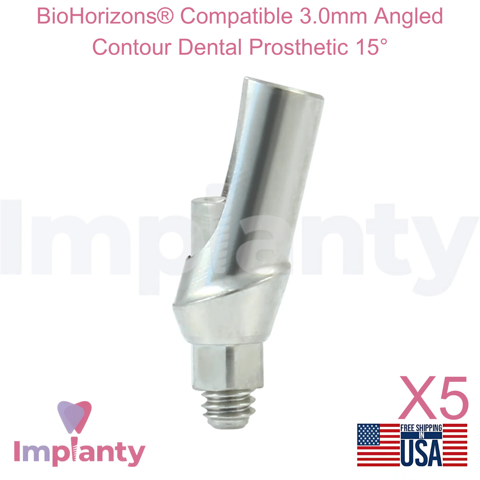 5x Bl0Horizons Compatible 3.0mm Angled Contour Dental Prosthetic 15° Int Hex