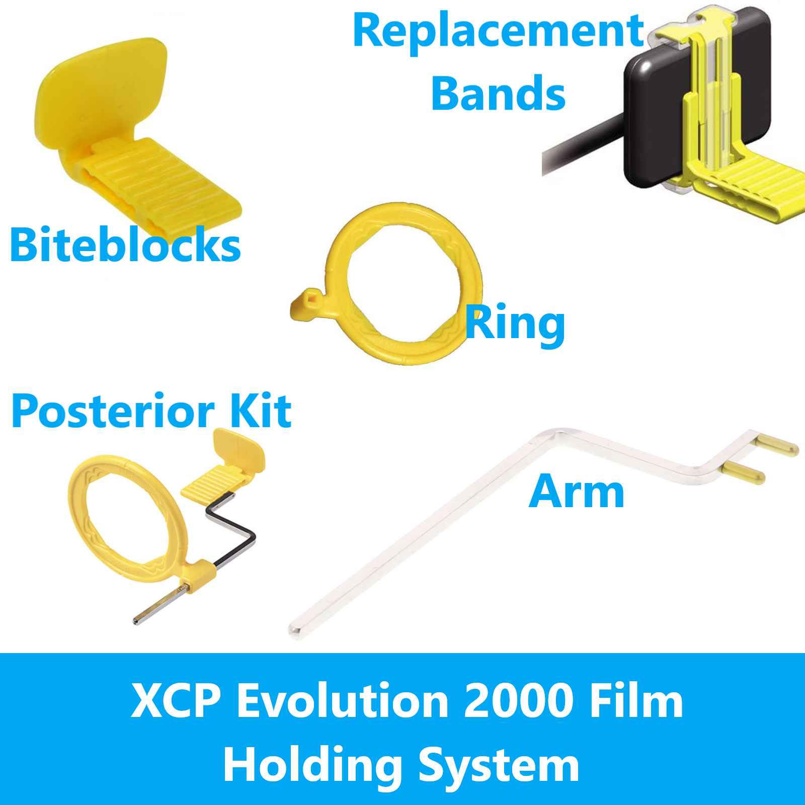 Dental XCP Evolution 2000 Posterior Kit: Arm, Aiming Ring, Biteblock Yellow