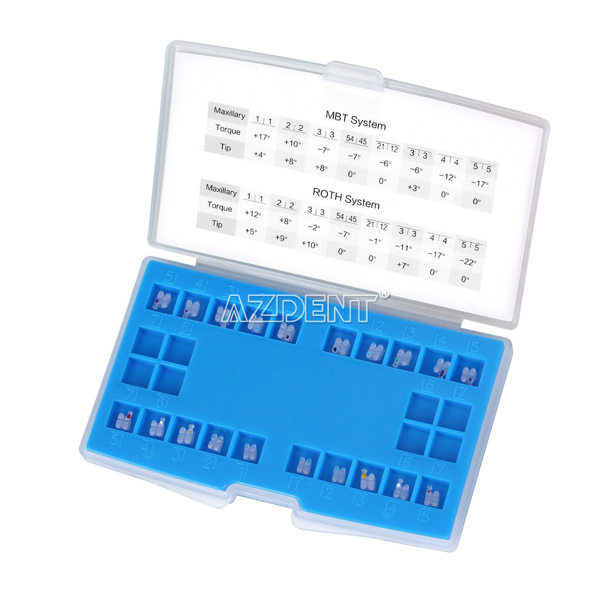 AZDENT Dental Orthodontic Ceramic Brackets Brace Roth MBT.022/018 Hooks 345