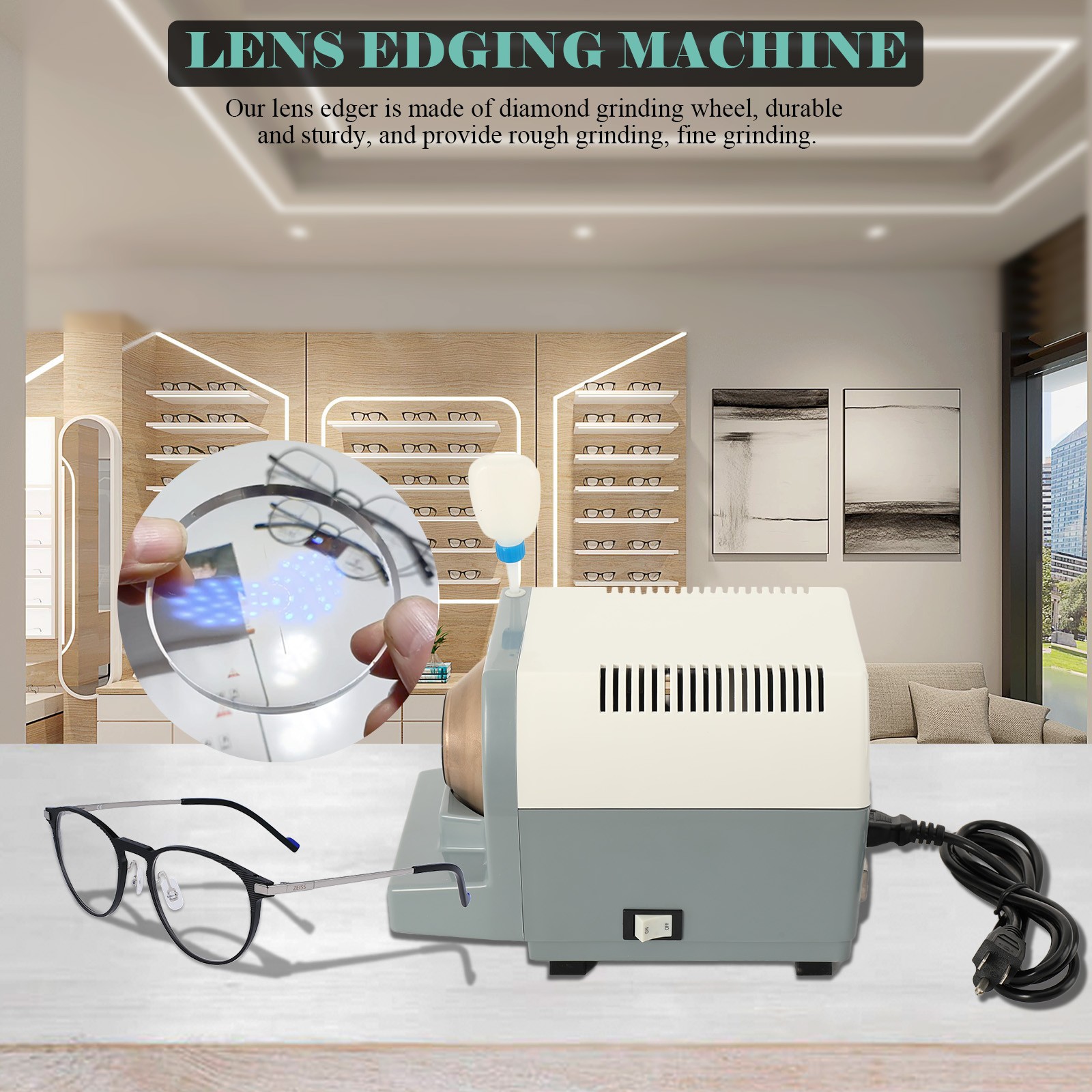 High Speed Optical Precise Grinding Machine Hand Lens Edging Manual Edger AC110V