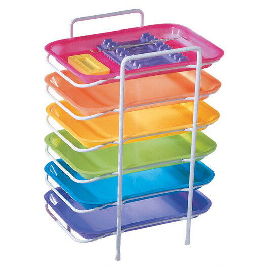 Plasdent 300FMS-6 Flat Tray Size F Mini Neon Pink 9 5/8″ X 6 5/8″ X 7/8″