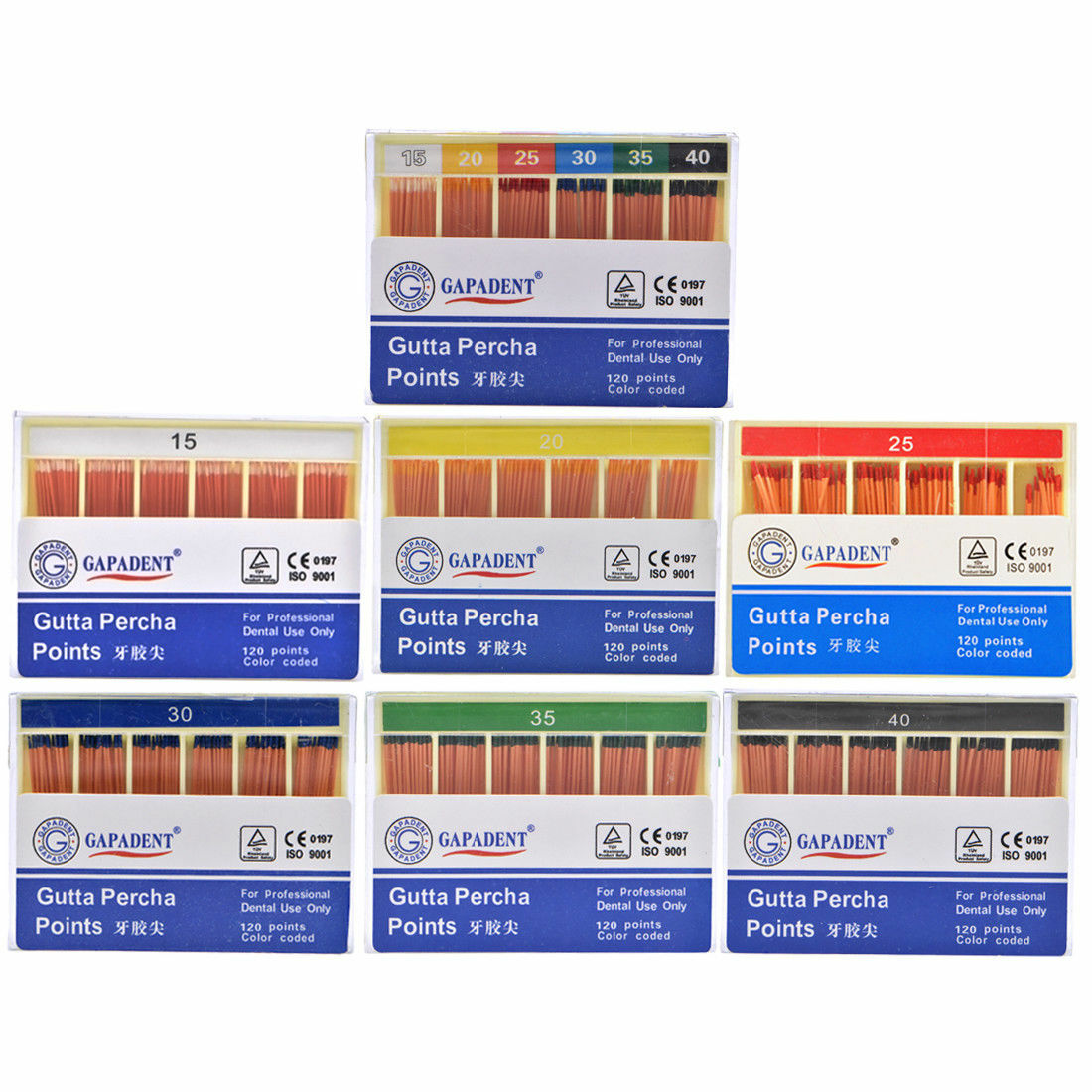 50 Boxes Dental Gapadant Gutta Percha Points 120 Pcs/box 15/20/25/30/35/40/15-40