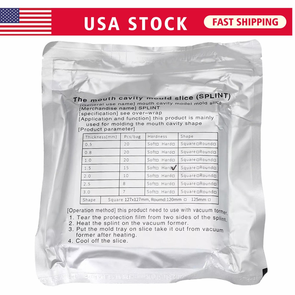15 Pcs Dental Hard Splint Thermoforming Material For Vacuum Forming Plate 1.5 mm