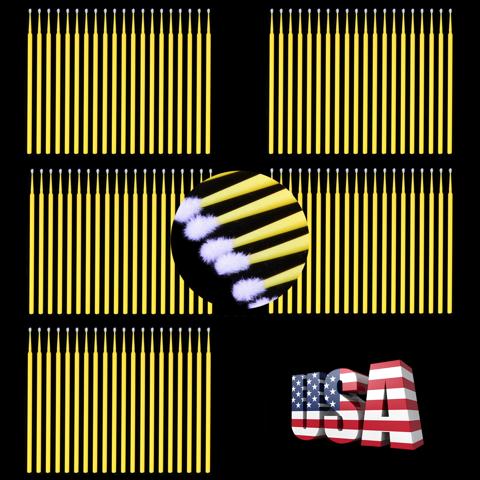 Dental Micro Applicator Brush Disposable Makeup Eyelash Brushes 2.0mm Yellow