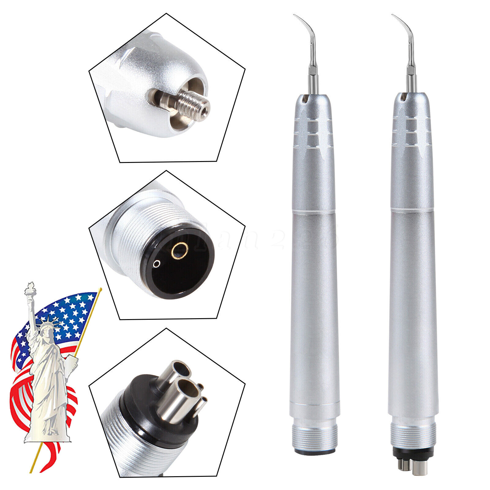 Dental Piezo Ultrasonic Air Scaler Handpiece Hygienist 2/4 Holes With 3 Tips