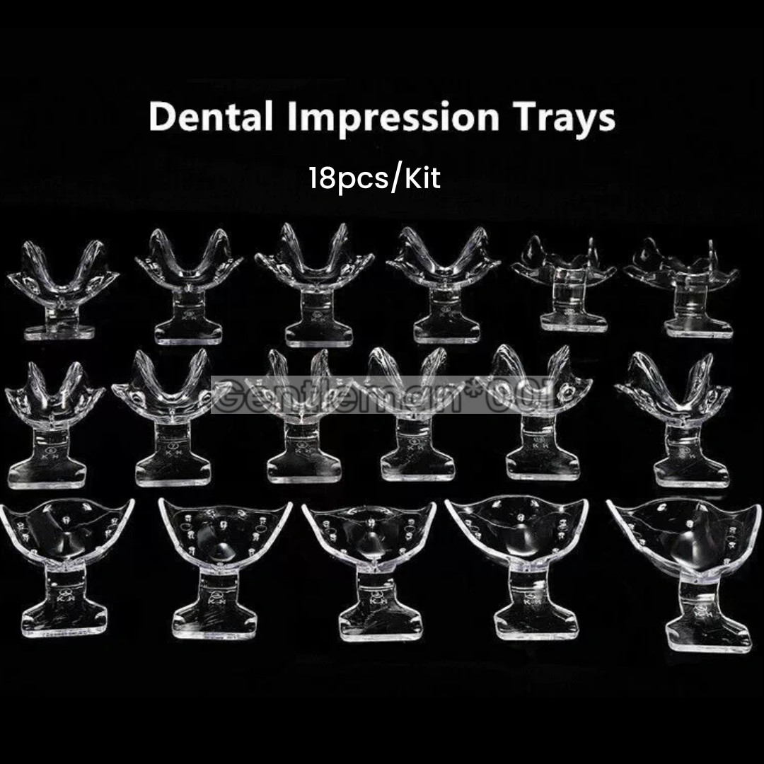 18Pcs FCB Dental Edentulous Jaw Impression Trays Old Aged Frame Cut Back 100℃