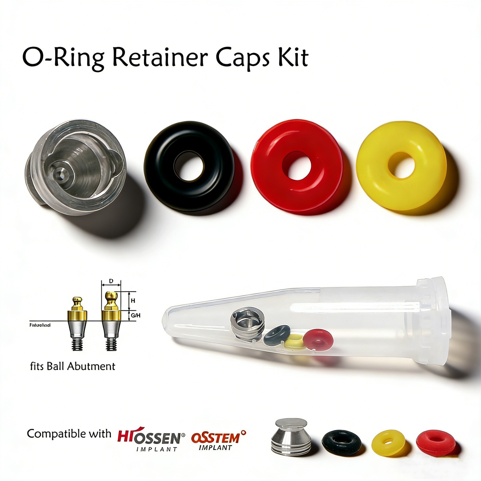 Implant Hiossen/osstem Ball Abutment O-ring Processing Retention Cap For Dental