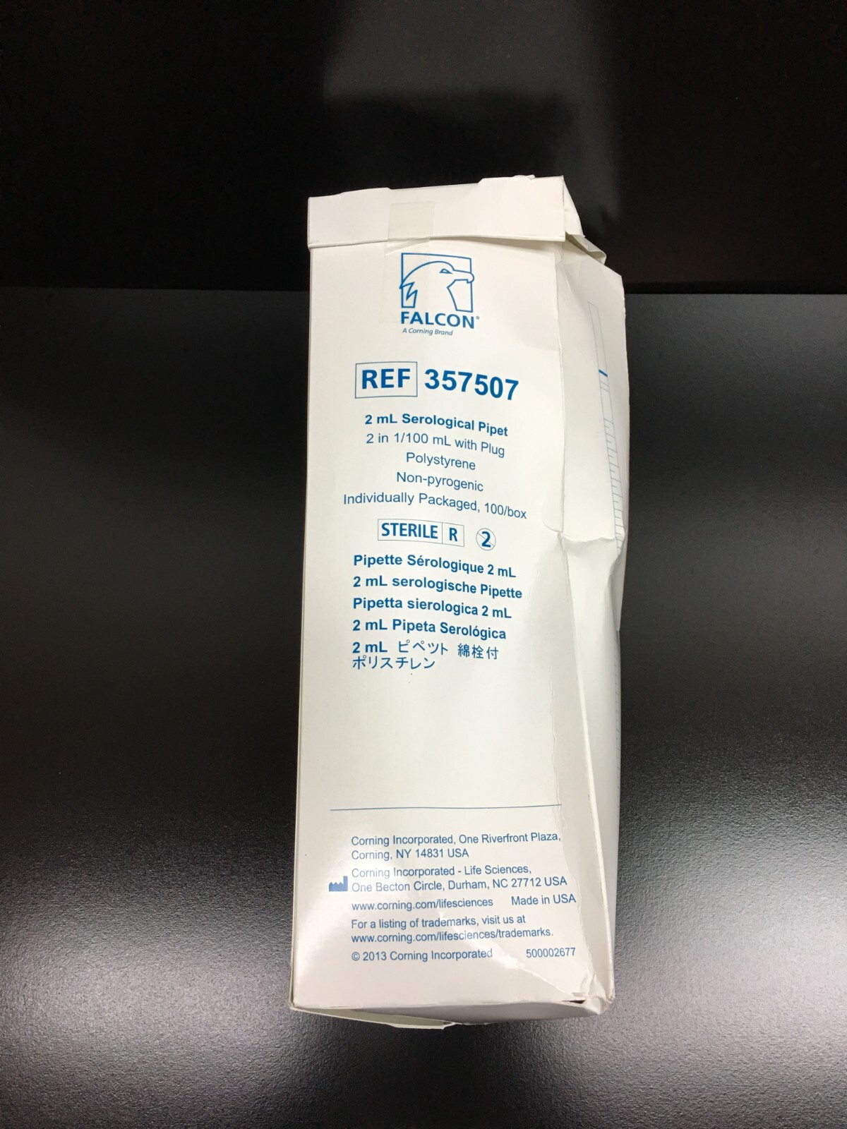 Corning Falcon REF 357507 Serological Pipette 2mL 2in with Plug