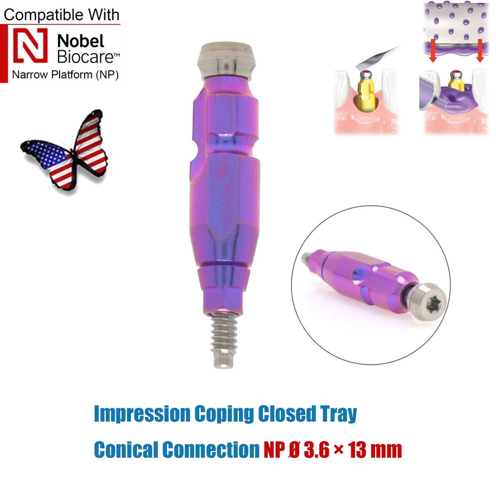 US Dental Nobel Biocare Open/Closed Tray Impression Coping/Analog/Scanbody NP RP