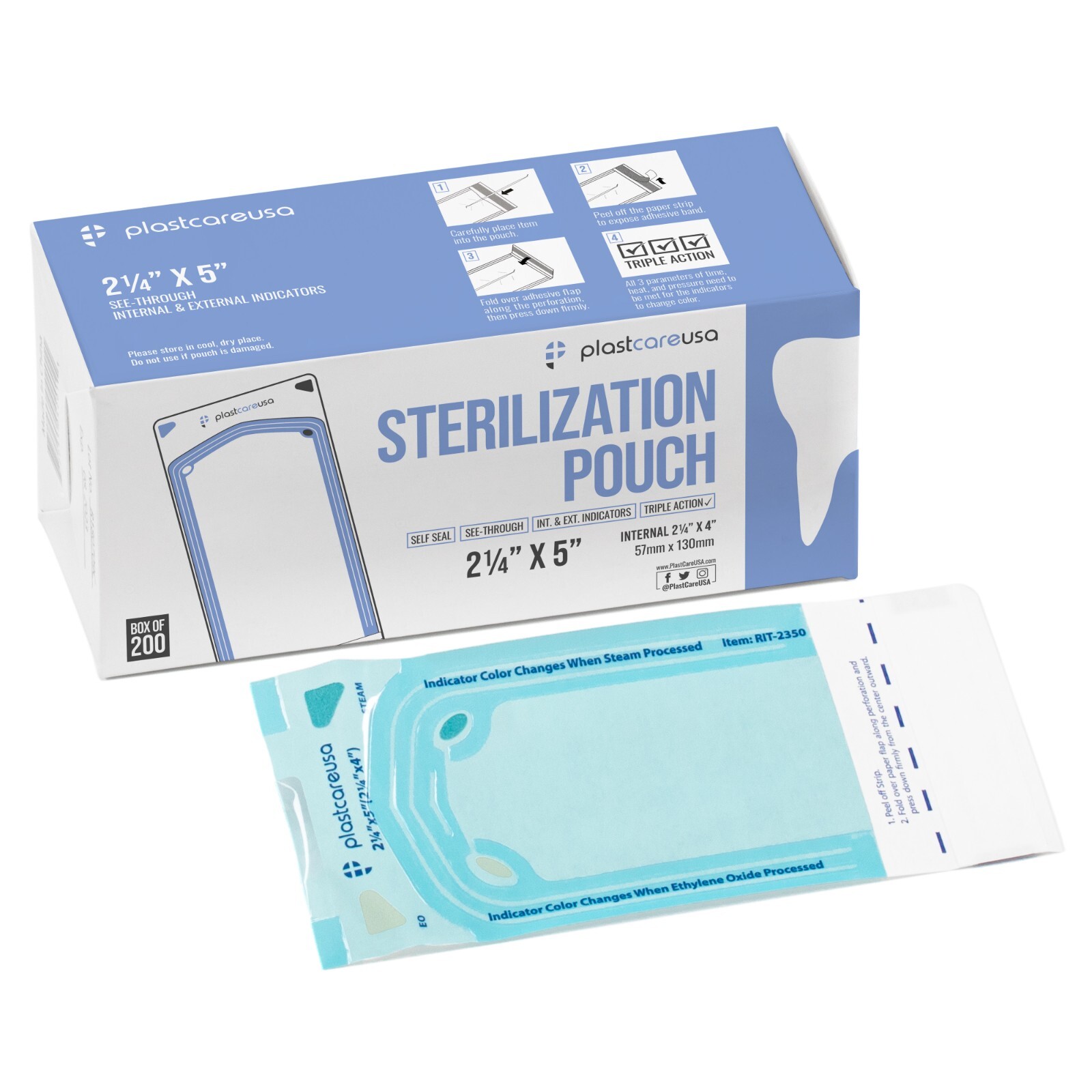 400 Self-Sealing Sterilization Pouch Bag, 2.25″ x 4″, Dental Tattoo (2 Boxes)