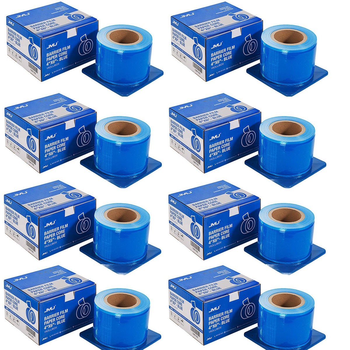8Rolls Dental Barrier Film Roll Tape Adhesive 1200 Sheets Size 4″ x 6″ Blue