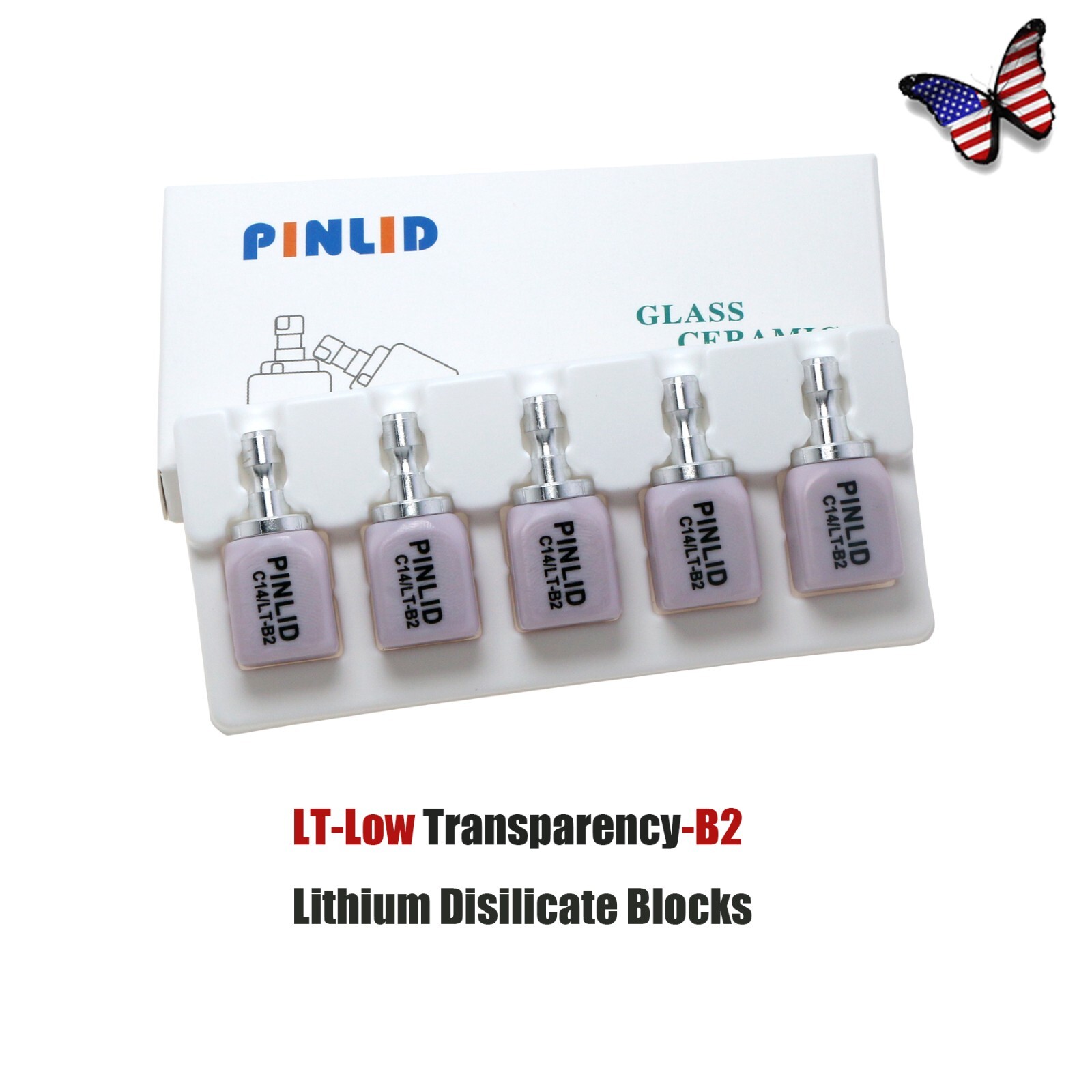 Dental Lithium Disilicate C14 Glass Ceramics LT for CAD CAM Block Cerec 5pcs/box