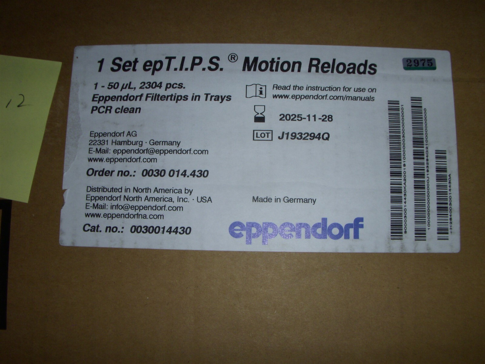 Eppendorf epT.I.P.S. Motion as Reload System 50 µL, Cat: 0030014430 Exp 11-28-25
