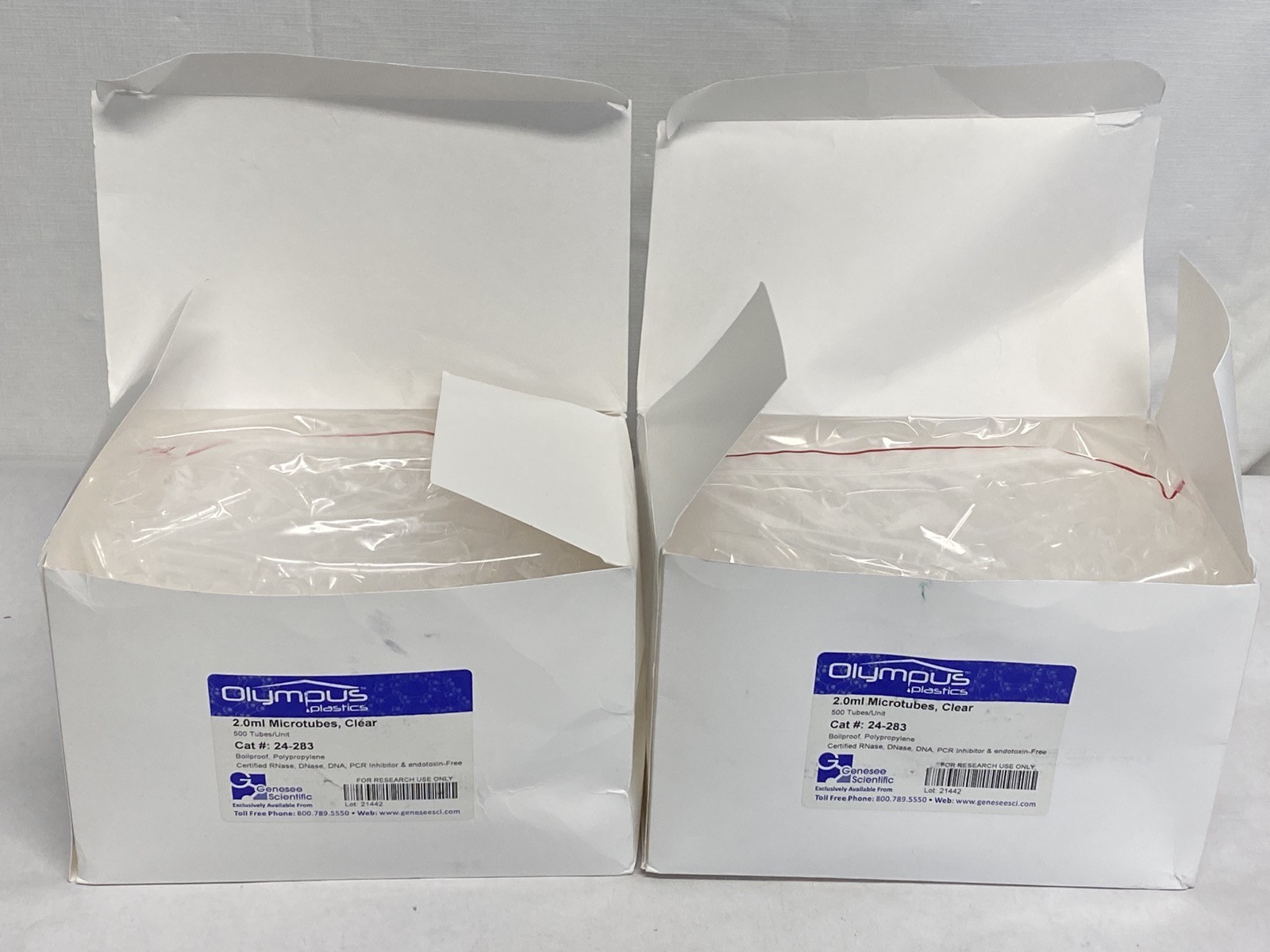 (1000) OLYMPUS 2mL Premium PP Clear Microcentrifuge MicroTubes w/Snap Cap 24-283