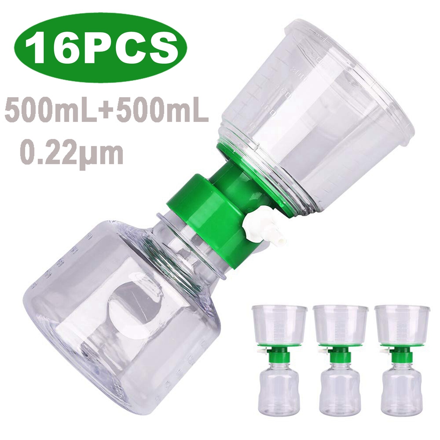 16Pack LAB 500ml Bottle Top Vacuum Filter Sterile Polyethersulfone PES Membrane