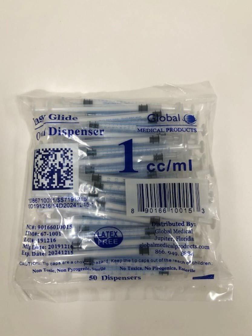 Global Medical Products 1cc/ml Oral Syringe Clear with Tip Cap 305217 – 100